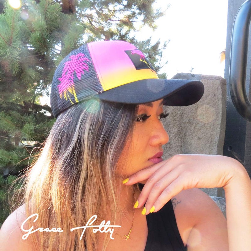 Grace Folly Beach Trucker Hats for Women- Snapback Baseball Cap for Summer (Flamingo) - Image 3
